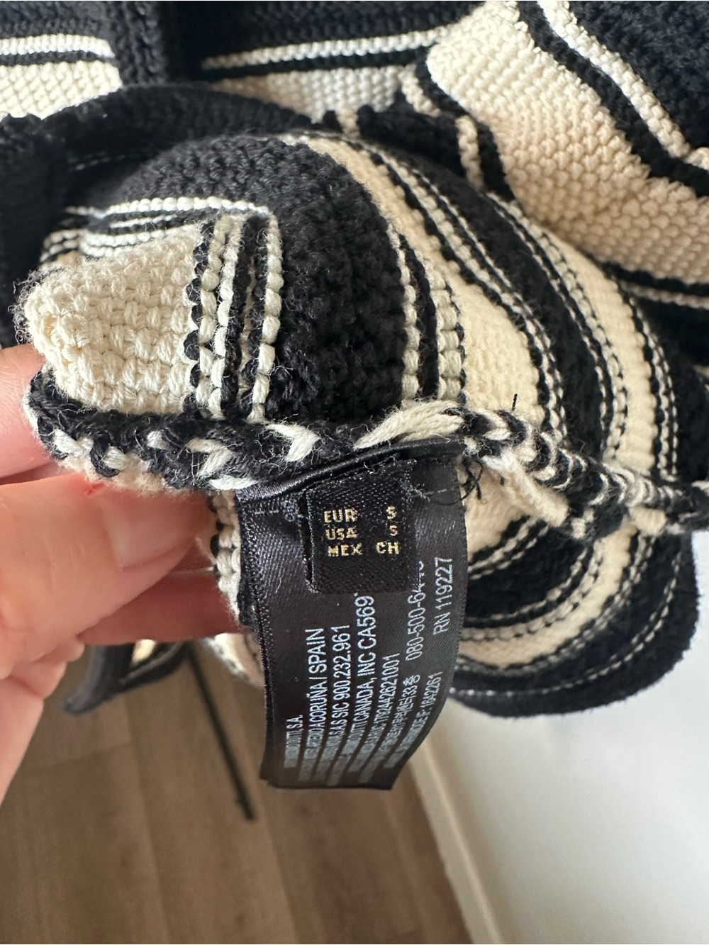 Massimo Dutti Black and Cream Striped Button Cardigan - Picture 3 of 4